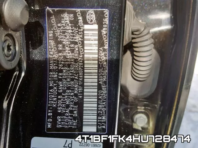 4T1BF1FK4HU728474
