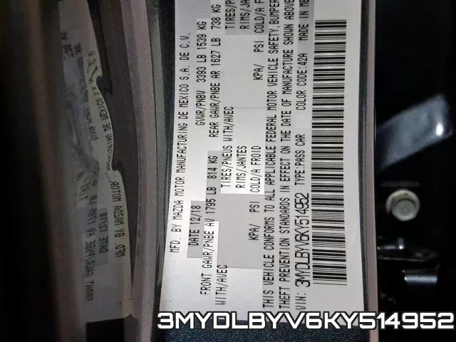 3MYDLBYV6KY514952