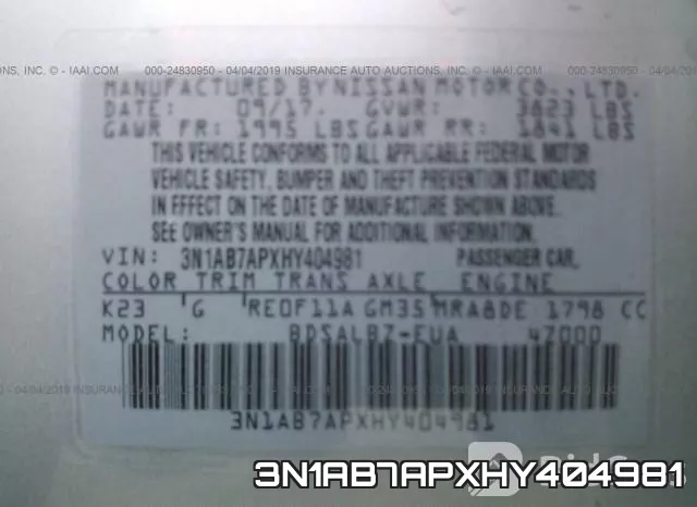 3N1AB7APXHY404981