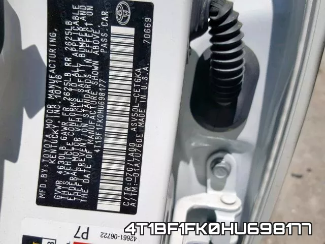 4T1BF1FK0HU698177