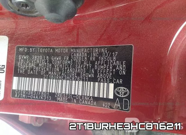2T1BURHE3HC876211