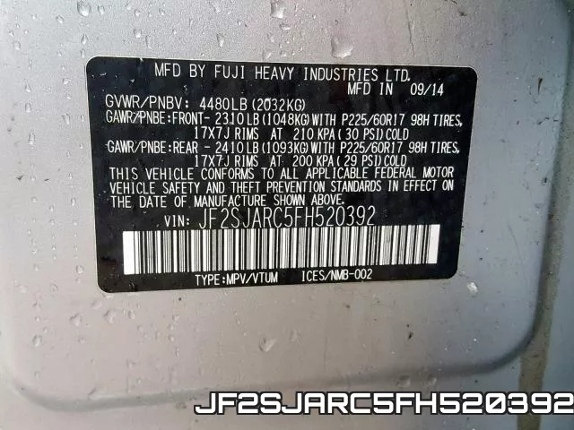 JF2SJARC5FH520392