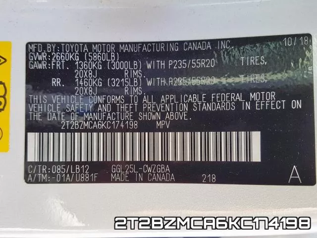 2T2BZMCA6KC174198