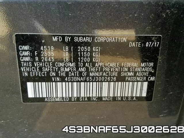 4S3BNAF65J3002628