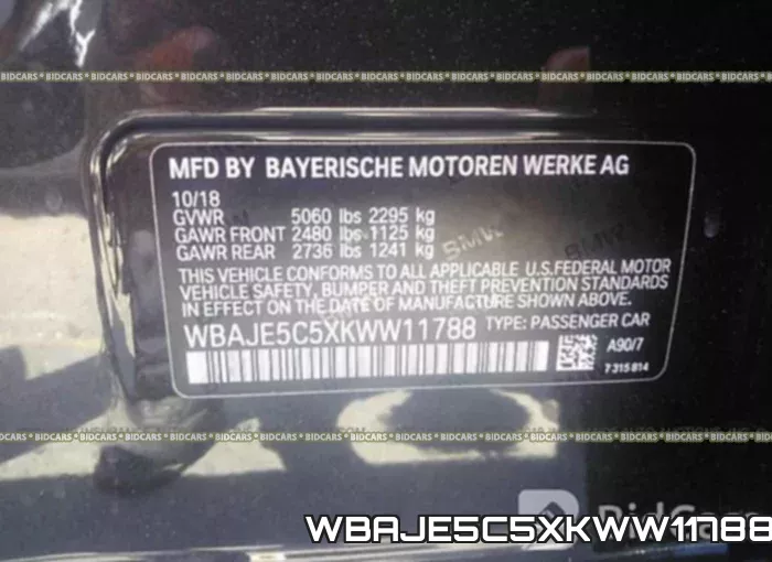 WBAJE5C5XKWW11788
