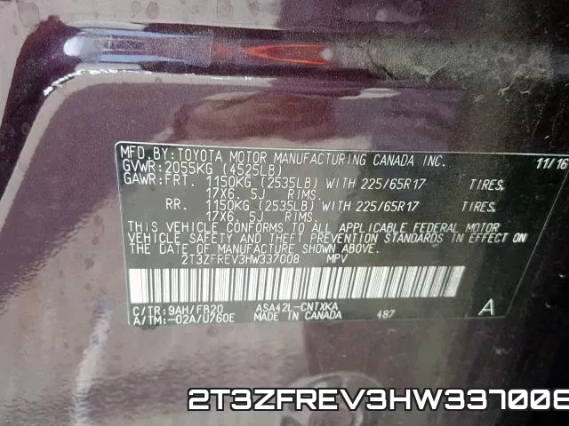 2T3ZFREV3HW337008