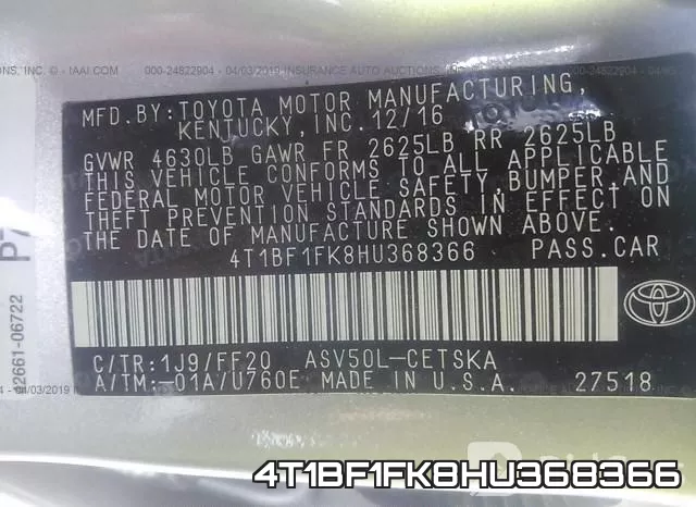 4T1BF1FK8HU368366