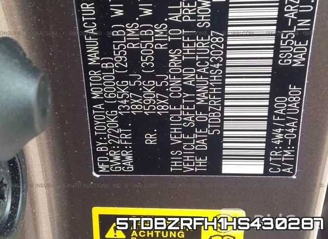 5TDBZRFH1HS430287