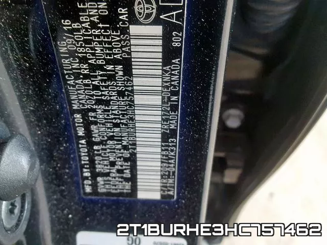 2T1BURHE3HC757462