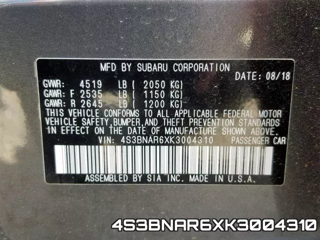 4S3BNAR6XK3004310
