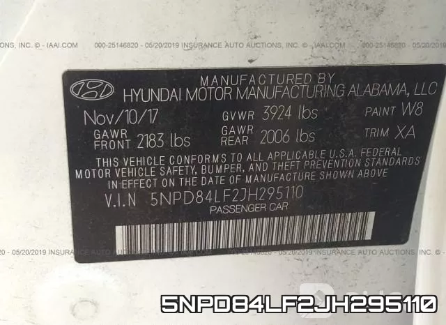 5NPD84LF2JH295110