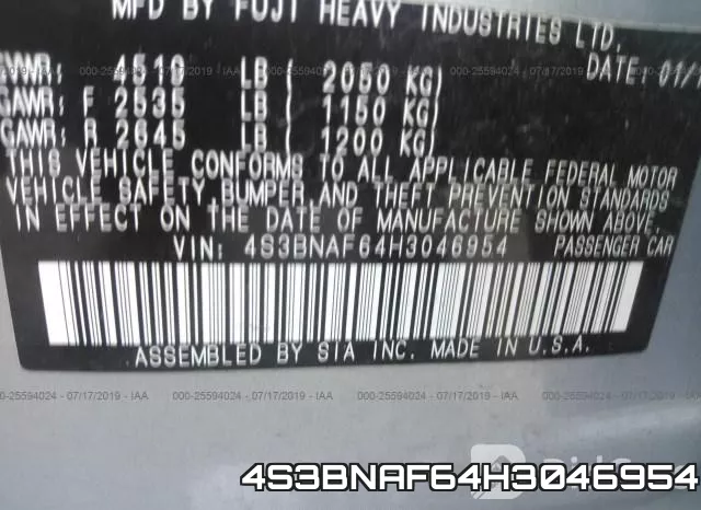 4S3BNAF64H3046954