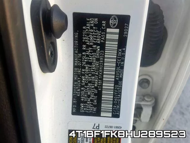 4T1BF1FK8HU289523