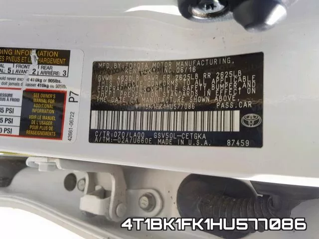 4T1BK1FK1HU577086