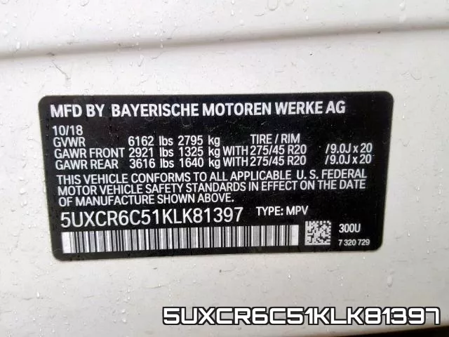 5UXCR6C51KLK81397