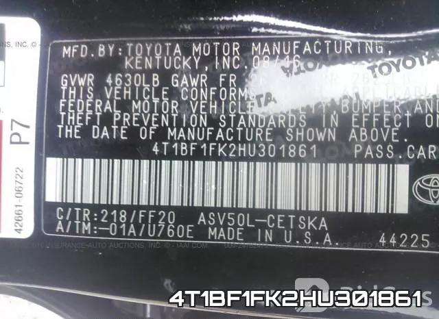4T1BF1FK2HU301861