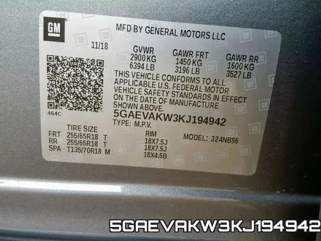 5GAEVAKW3KJ194942