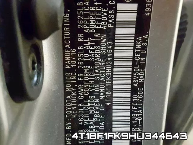 4T1BF1FK9HU344643