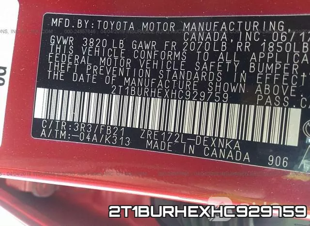 2T1BURHEXHC929759