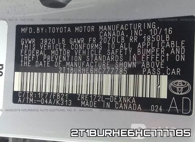 2T1BURHE6HC777785