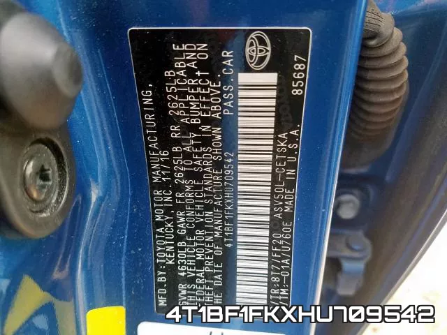4T1BF1FKXHU709542