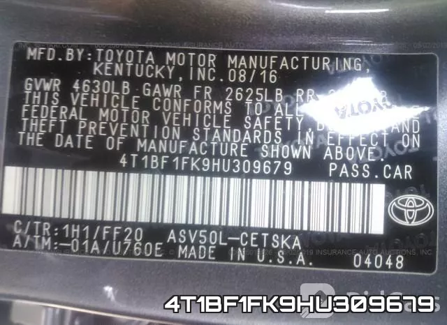4T1BF1FK9HU309679