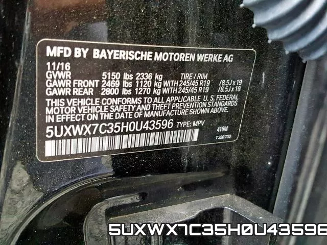 5UXWX7C35H0U43596