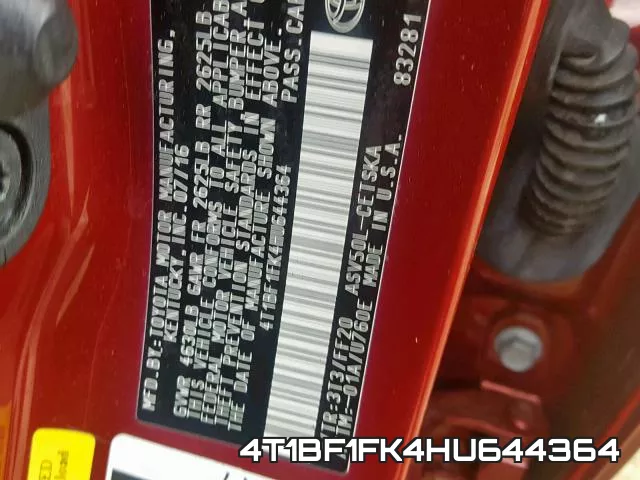 4T1BF1FK4HU644364