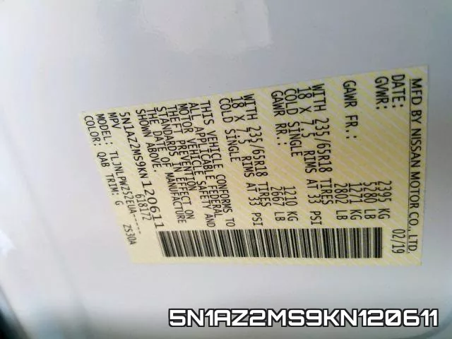 5N1AZ2MS9KN120611