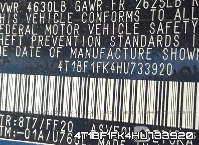 4T1BF1FK4HU733920