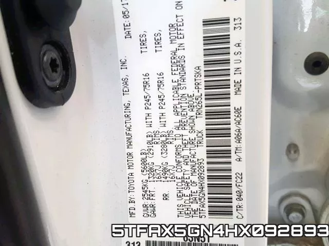 5TFAX5GN4HX092893