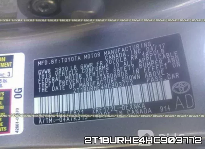 2T1BURHE4HC903772