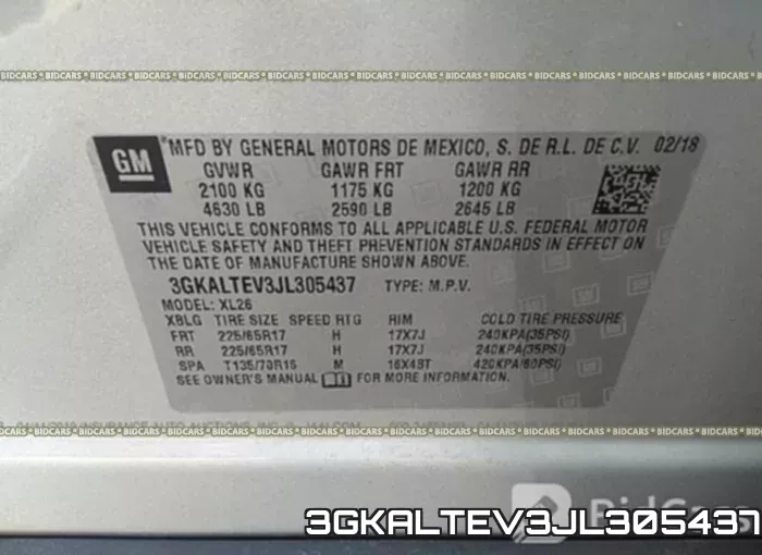 3GKALTEV3JL305437