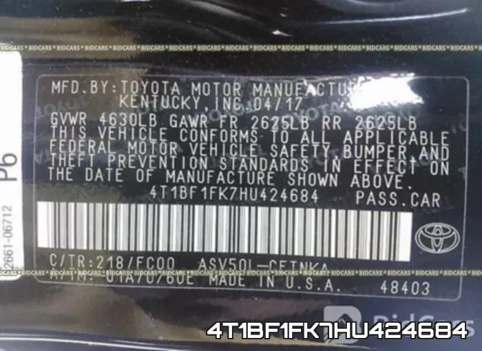 4T1BF1FK7HU424684