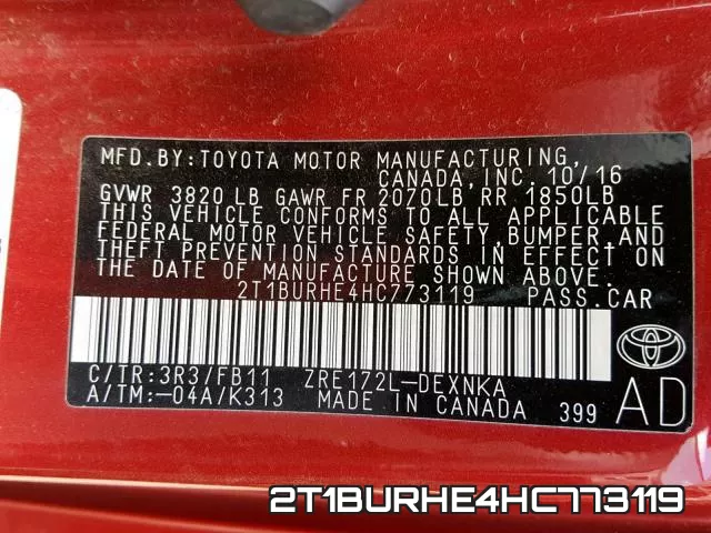 2T1BURHE4HC773119