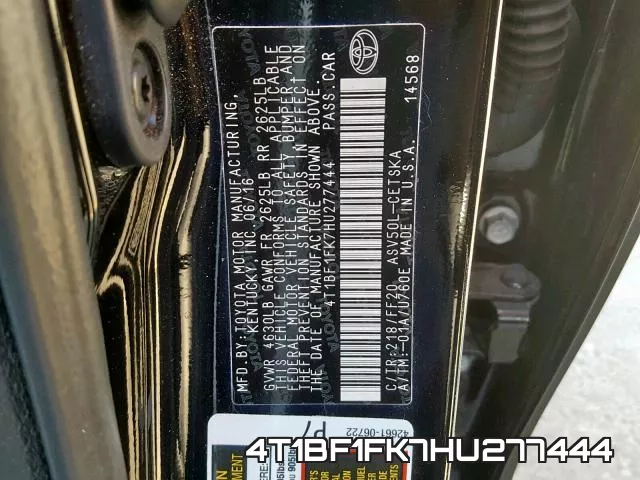 4T1BF1FK7HU277444