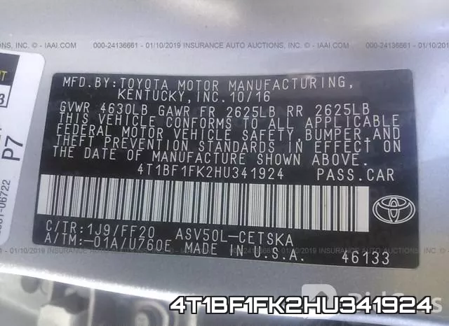 4T1BF1FK2HU341924