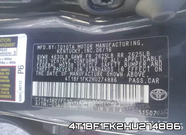4T1BF1FK2HU274886