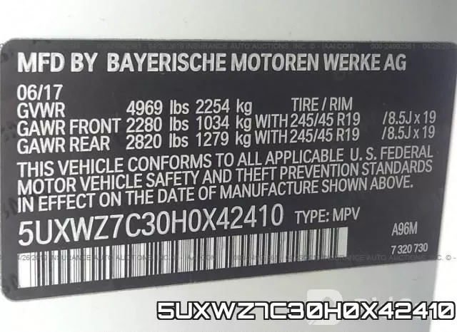5UXWZ7C30H0X42410