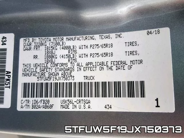 5TFUW5F19JX750373