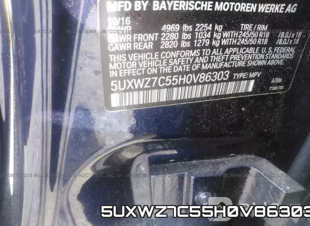 5UXWZ7C55H0V86303