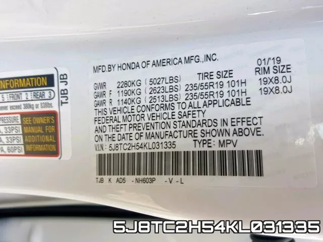 5J8TC2H54KL031335