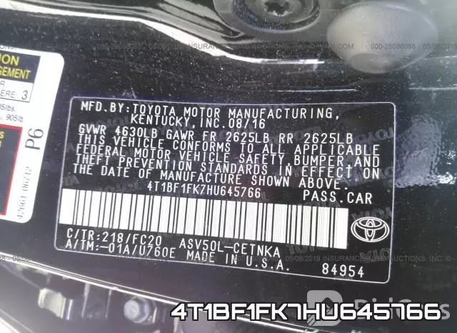 4T1BF1FK7HU645766