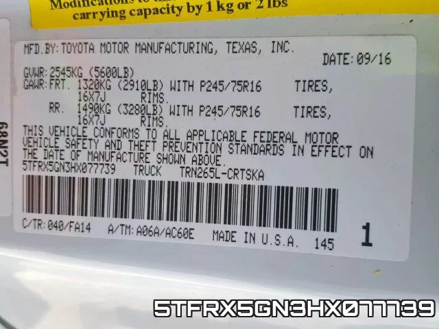 5TFRX5GN3HX077739