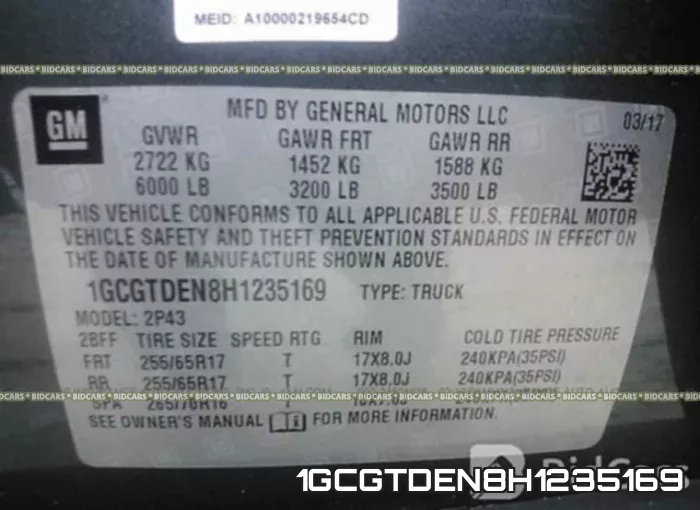 1GCGTDEN8H1235169