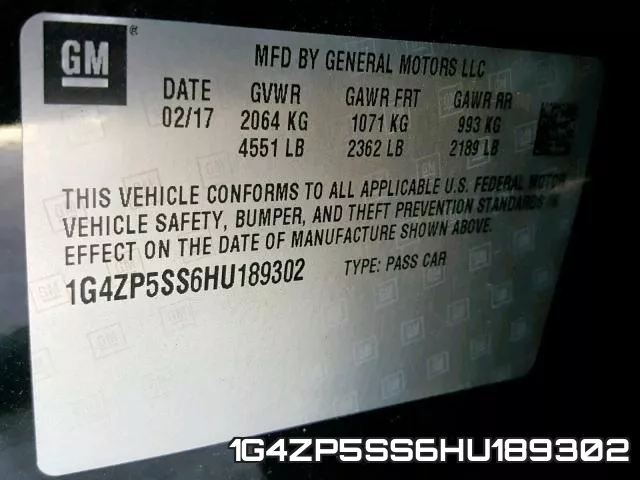 1G4ZP5SS6HU189302