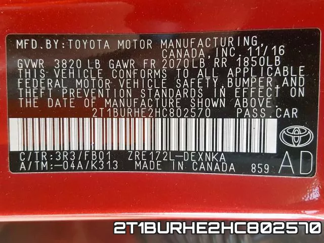 2T1BURHE2HC802570