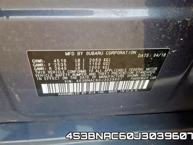 4S3BNAC60J3039607