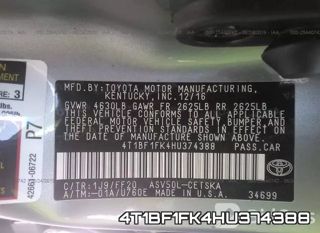 4T1BF1FK4HU374388