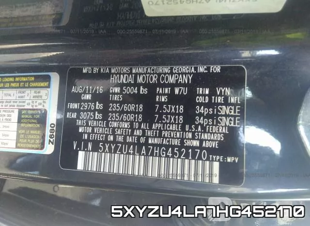 5XYZU4LA7HG452170